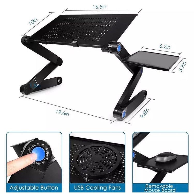 Folding Laptop Stand, Adjustable Laptop Desk, Laptop Table With Cooling Fans