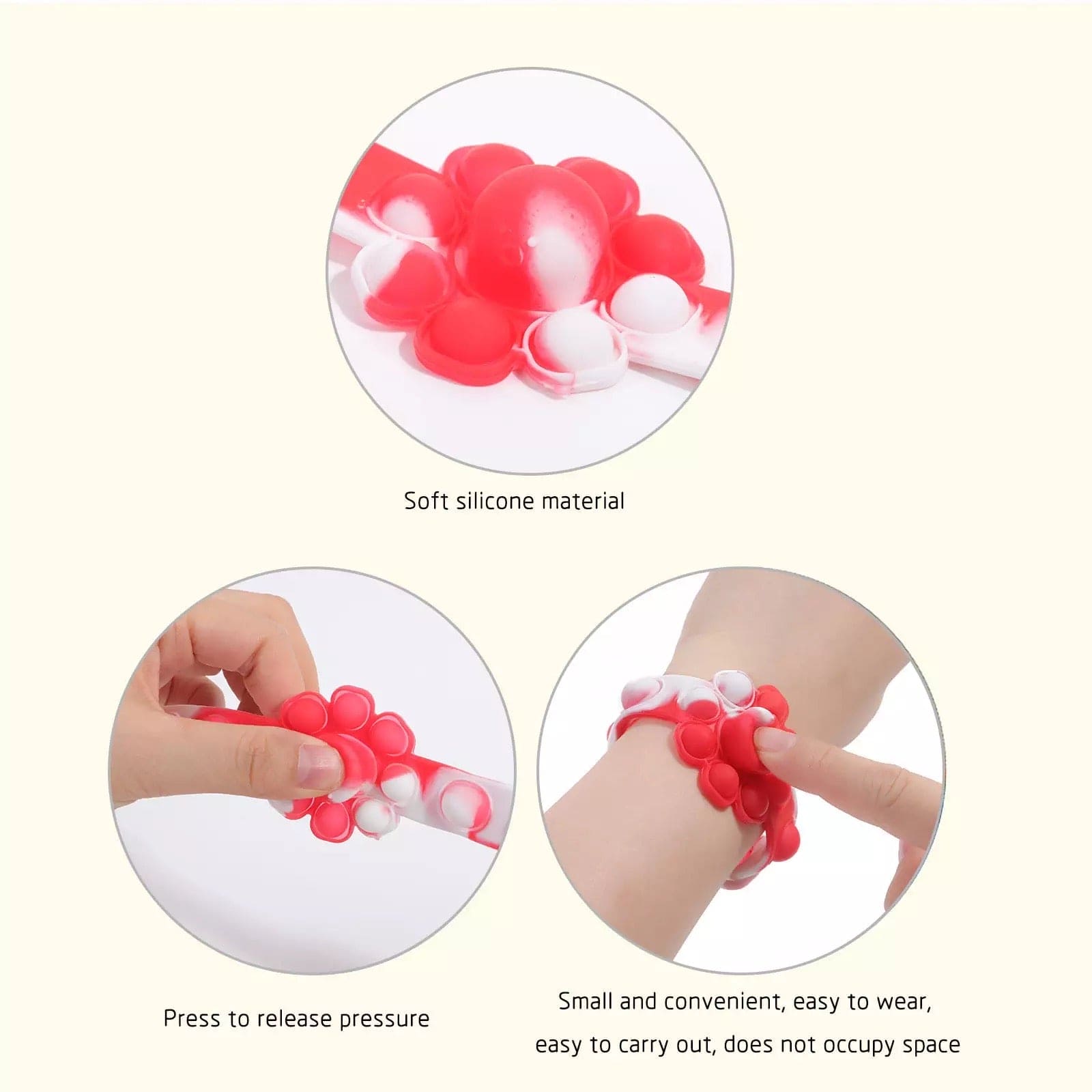 Flower Shaped Bubble Bracelet, Sensory Simple Dimple Fidget Toys, Anti Stress Sensory Stress Relief Wristband, Filip Silicone Press Finger Game Bubble Bracelet