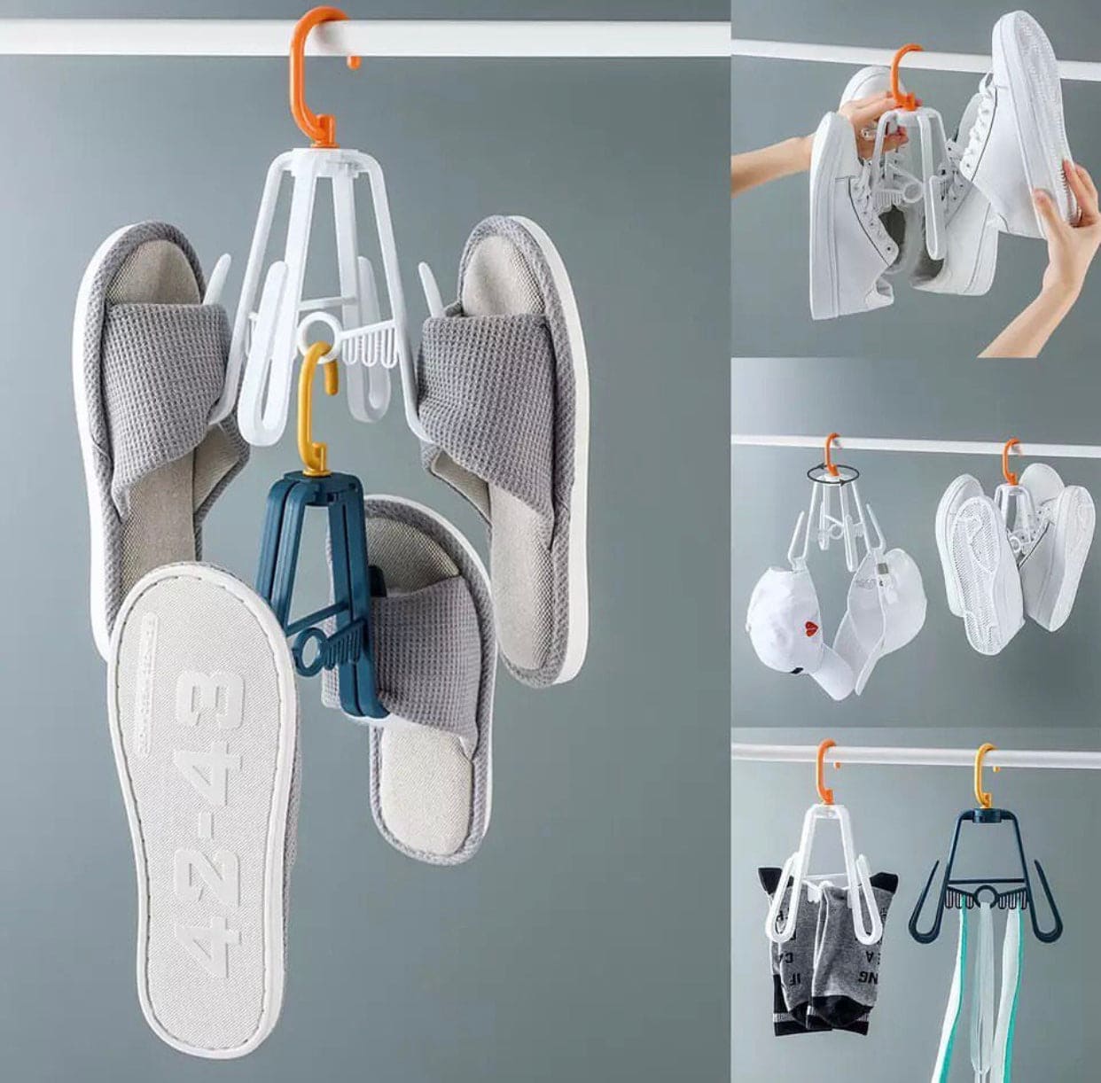 Multipurpose Plastic Shoe Drying Rack, Windproof Clothes Holder, Sandals Hook Home Organizing Tool
