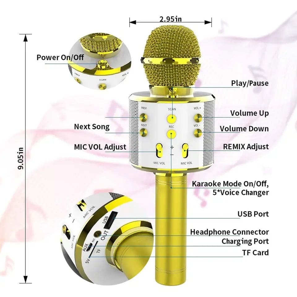Handheld Microphone Speaker, Portable Handheld Singing Karaoke Mic Speaker, Mobile Phone Wireless Bluetooth Speaker, Karaoke Microphone Wireless Bluetooth Condenser, Handheld Multifunction Rechargeable Speaker