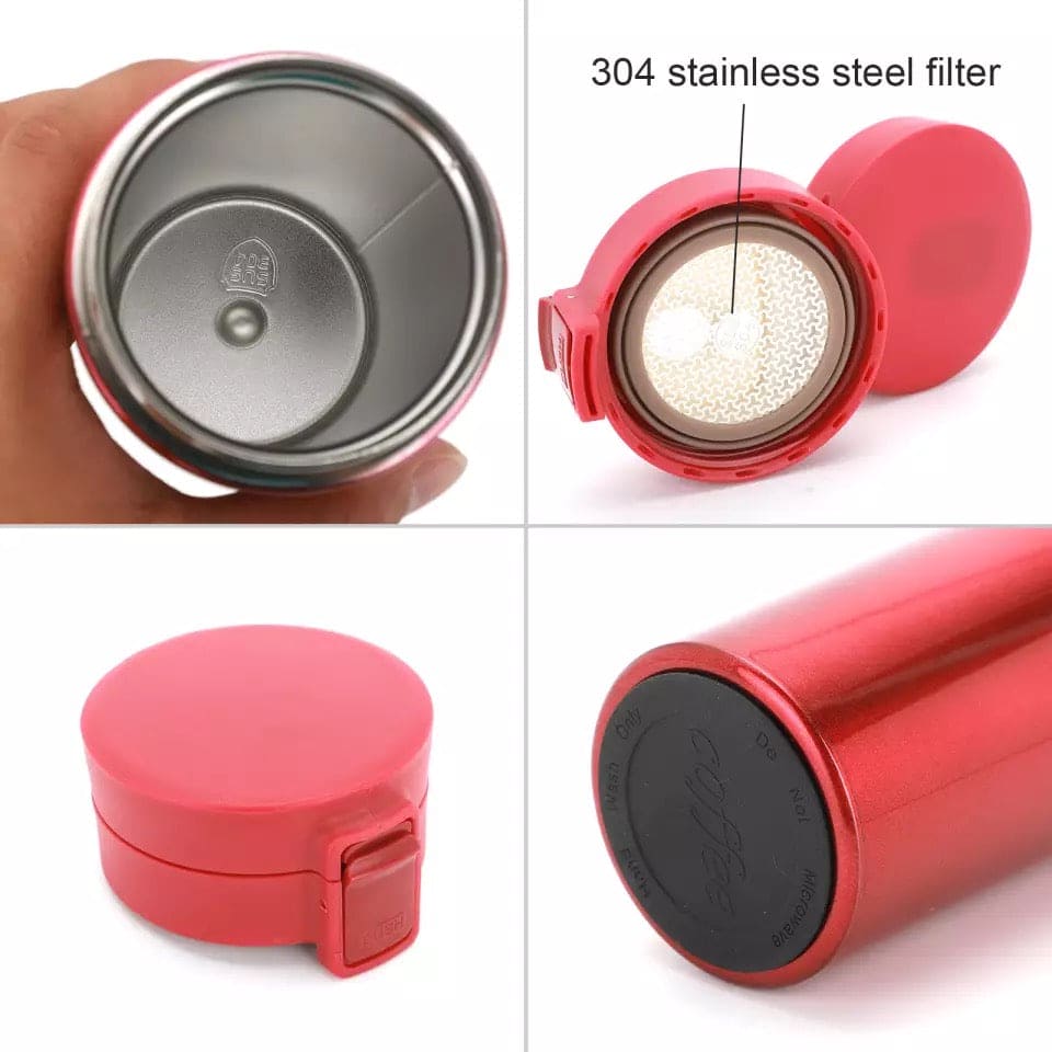 380ml Stainless Steel Travel Coffee Thermos, Insulated Travel Thermos, Water Bottle Tumbler, Portable Car Thermo Vacuum Flasks, Tea Water Bottle