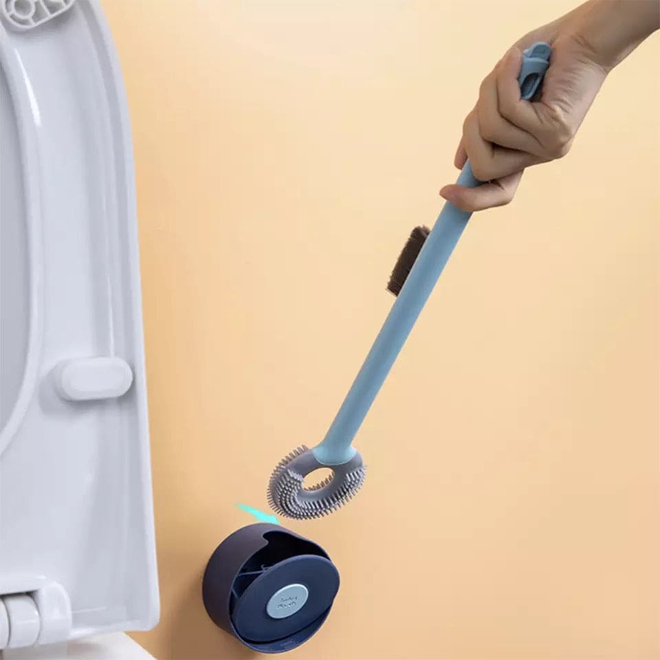 Lollipop Style Mini Toilet Brush, 2 In 1 Toilet Brush with Base Soft Bristles Brush, Wall-Mounted Clean Brushes Bathroom Accessories, Soft TPR Silicone Head Lollipop Shape Toilet Brush with Holder