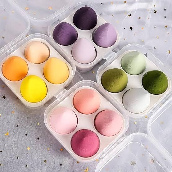 Set Of 4 Makeup Egg Blender, Foundation Powder Puff, Wet and Dry Powder Puff, Makeup Egg Cushion Beauty Tool, Cosmetic Makeup Blender With Storage Box