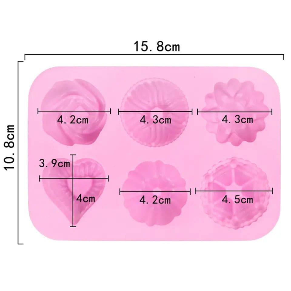 Flower Chocolate Candy Mold, Chocolate Jelly Pudding Dessert Mold, 6 Flower Heart Silicone Cake Mold,  Manual DIY Cute Flowers Mold