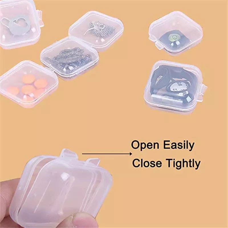 Set of 10 Transparent Mini Multifunctional Jewelry Storage Box, Portable Ring Earrings Jewelry Storage Box, Empty Plastic Clear Mini Empty Square Small Boxes, Small Storage Organizer