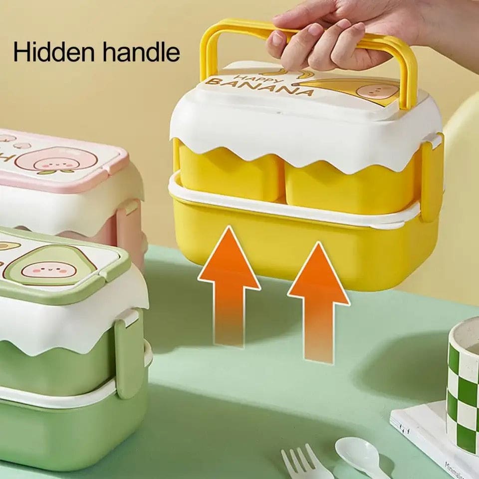 Creative Duck Tiffin, 3 Compartment Cute Cartoon Lunch Box, Cartoon Leakproof Snack Bento Box, Large Capacity Bento Container, Picnic Hiking Lunch Container