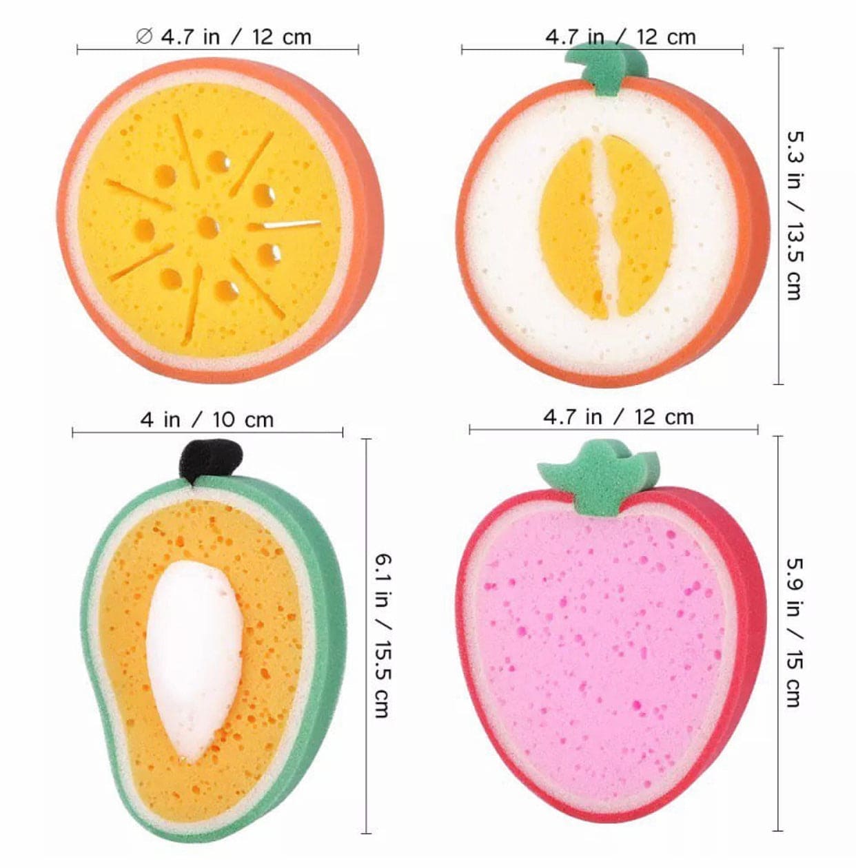 Cute Fruit Shaped Dish Washing And Bath Scrubbing Brush, Kitchen Cleaning Dishcloths For Glass, Fruit Shape Thickening Sponge Scouring Pad