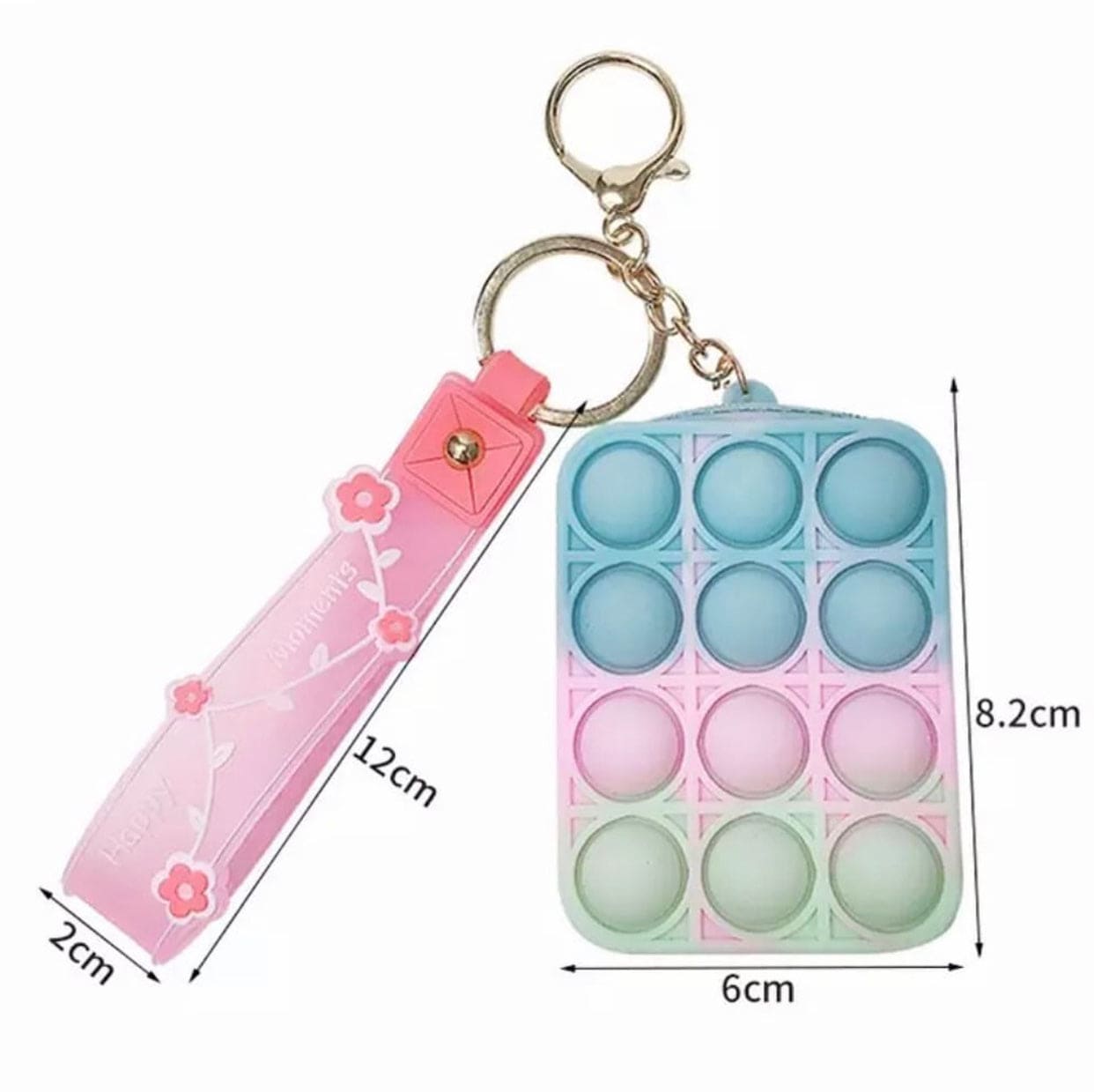 Creative Silicon Decompression Pop Its Bubble Fidget Toy Keychain, Simple Dimple Anti-stress Rainbow Coin Purse Keychain, Anti stress Sensory Toy Key Chain