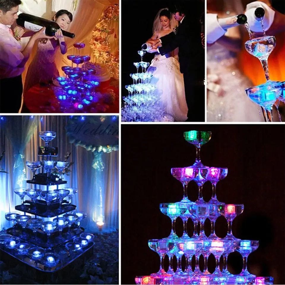 Multicolor LED Ice Cubes, Glowing Ice Cubes, Luminous Ice Cubes, Led Flash Ice Drink Cup Sensor Glow Light, Automatic Flashing Sensor Cubes, Liquid Sensor Reusable Ice Cube, Decor Induction Light Bar Party Supplies