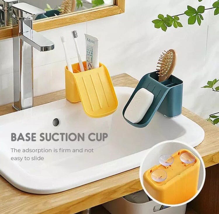 Multifunctional Soap Holder, Self adhesive Holder With Base Suction Cup, Slide Soap Holder