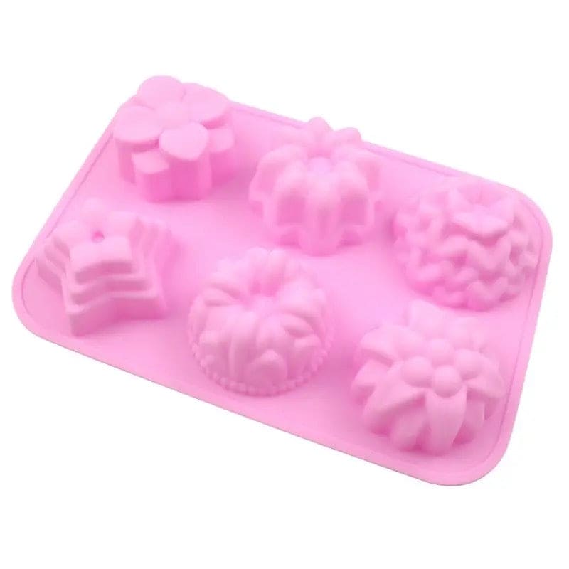 Flower Chocolate Candy Mold, Chocolate Jelly Pudding Dessert Mold, 6 Flower Heart Silicone Cake Mold,  Manual DIY Cute Flowers Mold