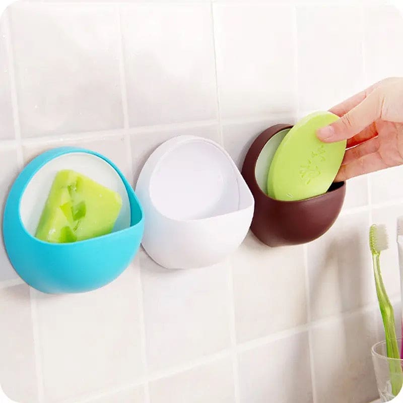 Plastic Suction Cup Soap Dish, Bathroom Sundries Storage Holder, Sucker Toothbrush Soap Box, Home Organizer Shelf Sink Sponge Holder, Multifunctional Bathroom Soap Holder, Wall Soap Dish