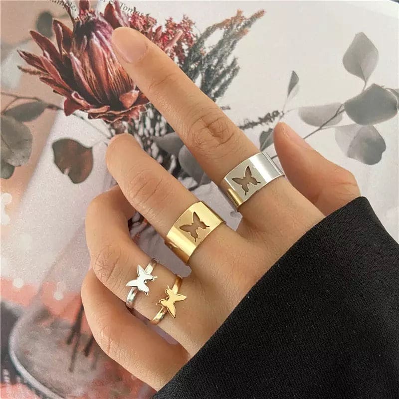 Butterfly Adjustable Couple Ring, Couple Paired Ring Set, Adjustable Rings For Men/Women