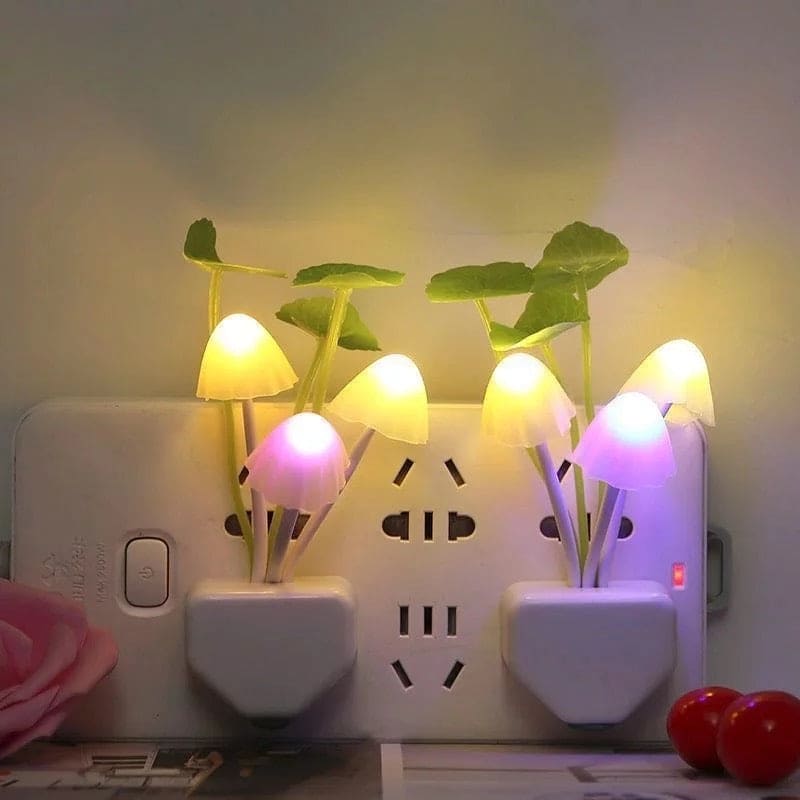 LED Sensor Mushroom Night Light, Lotus Leaves Plug, 7 Color Changing  Mushroom Wall Lamps, Room Decoration RGB Novelty Night Lamp