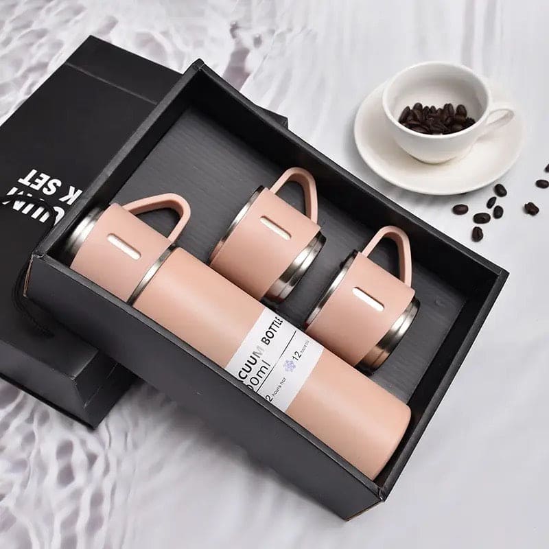 Vacuum Flask Mug Set, Stainless Steel Vacuum Flask Tumbler For Coffee Hot Water, Business Thermoses Mug, Double Layer Vacuum Insulated Flask Tumbler, Thermal Water Bottle, Leaf Proof Travel Mug, Trip Water Bottle For Car, 500Ml Bullet Thermos Bottle