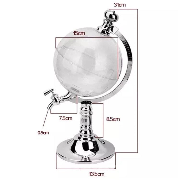 1500ml Globe Shape Dispenser With Funnel And Stopper, Decanter Dispenser For Drinks, World Map Liquor Dispenser