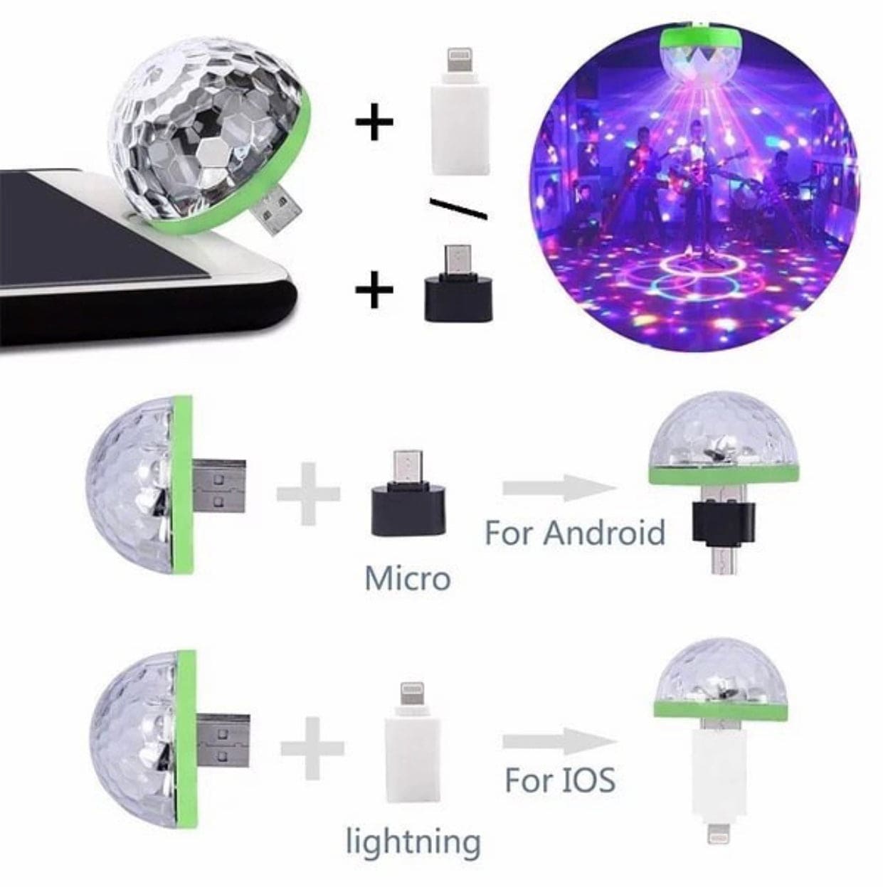 Multicolor USB LED Interior Lighting Atmosphere Light, Mini Festival Stage Light, Disco Car Light, Club Stage Effect Lamp, Mobile Phone Light