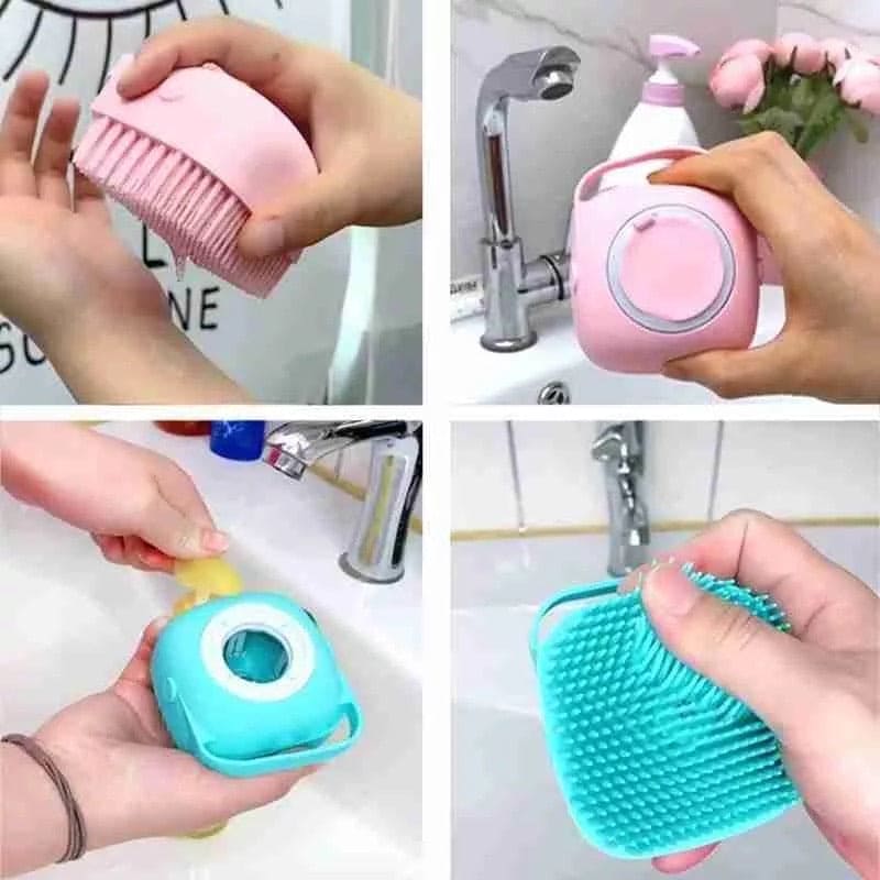 Square Bath Brush, Soft Silicone Baby Bath Brush, Massage Baby Cleaner, Dispenser Brushes, Squares Bath Brush