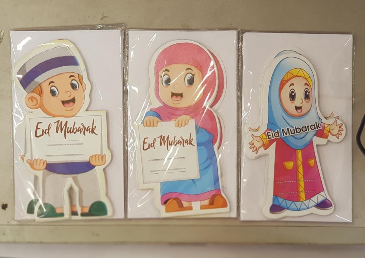 Pack Of 10 Cartoon Character Eidi Envelopes For Kids, Eid Mubarak Cards With Envelope, Eid Holiday Money Envelopes