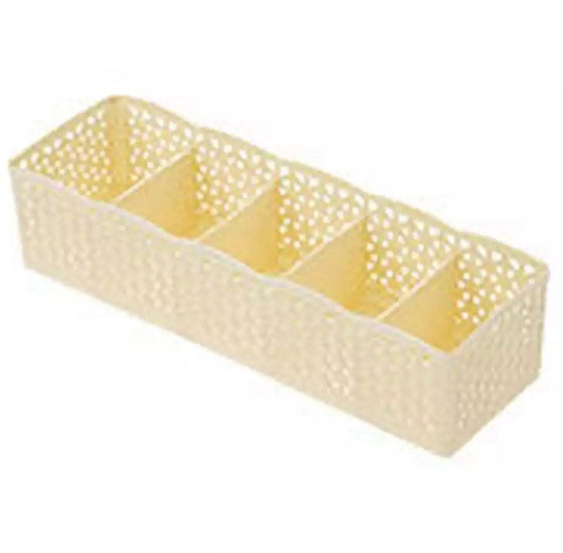 5 Grid Multipurpose Drawer Organizer, Attractive 5-Grid Plastic Storage Box, Dresser Drawer Divider Basket Bins