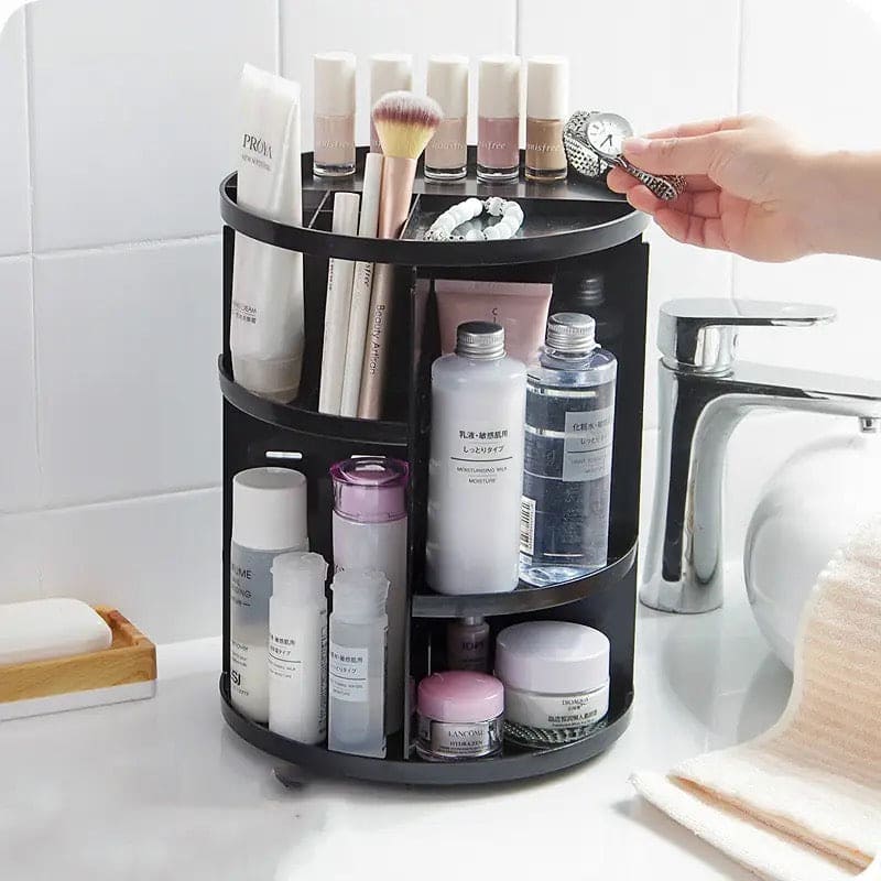 Nordic Rotating Cosmetic Organizer, Large Capacity Cosmetic Storage Rack, Multifunction Detachable Makeup Organizer, Adjustable Makeup Carousel Spinning Holder Rack,  Large Capacity Cosmetics Storage Box, Cosmetic Vanity Shelf