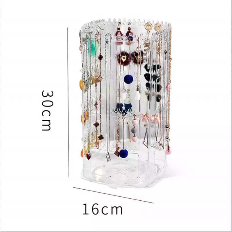 Acrylic 360 Rotating Earrings Holder and Jewelry Display Rack, High Capacity Classic Earrings Organizer