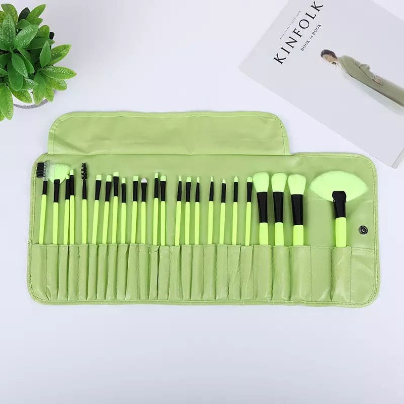 Set Of 24 Makeup Brush Set, Professional Beauty Makeup Brush Sets, Wooden Handle Makeup Brushes, Eye Blending Makeup Brushes with Bag