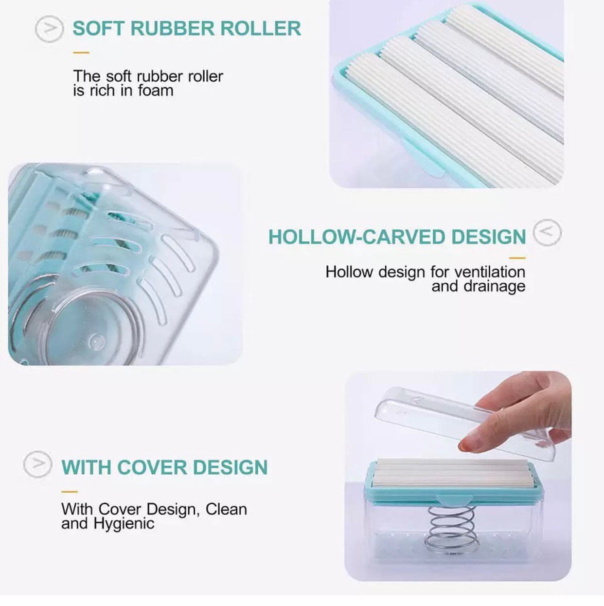 Soap Shower Box With Sponge Rollers, Foam Soap Dispenser with Roller and Drain, 2 in 1 Soap Cleaning Storage Foaming Box