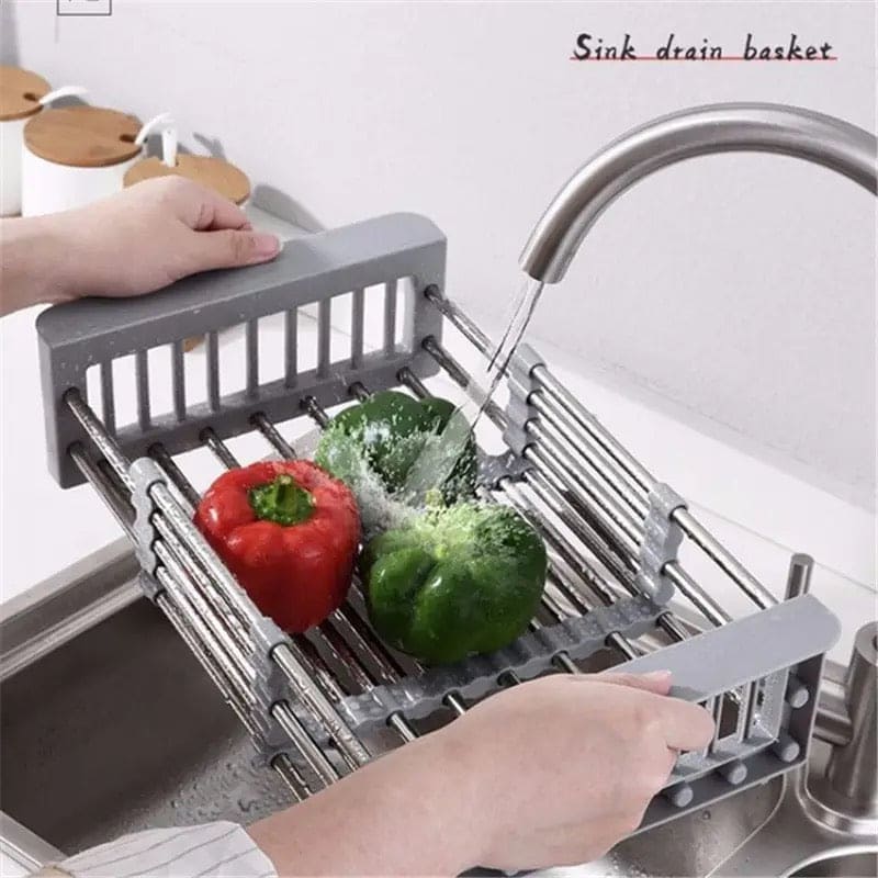 Stainless Steel Dish Drainer, Retractable Tableware Dish Drying Holder, Adjustable Sink Dish Drainer, Fruit Vegetable Washing Drainer, Stainless Steel Sink Rack, Scalable Dish Drying Rack, Kitchen Organizer Basket, Over The Sink Dish Drying Rack