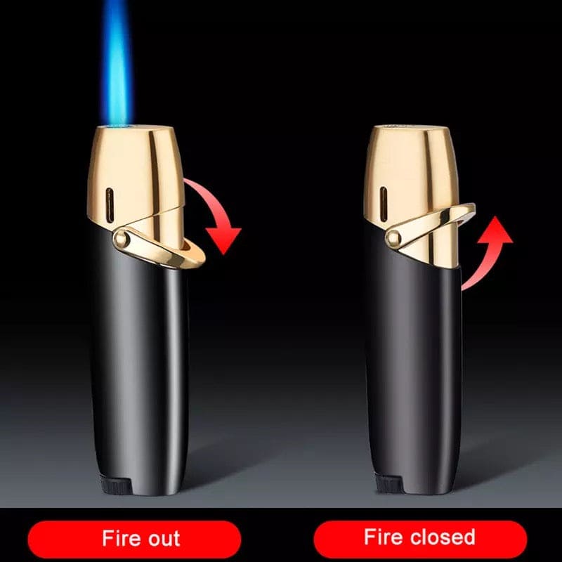 Metal Jet Cigarettes Gas Lighter, Blue Flame Straight Lighter, Butane Inflatable Cigar Lighter, Turbine Windproof Cigar Lighter, Simple Mini Portable Gas Smoking Lighter