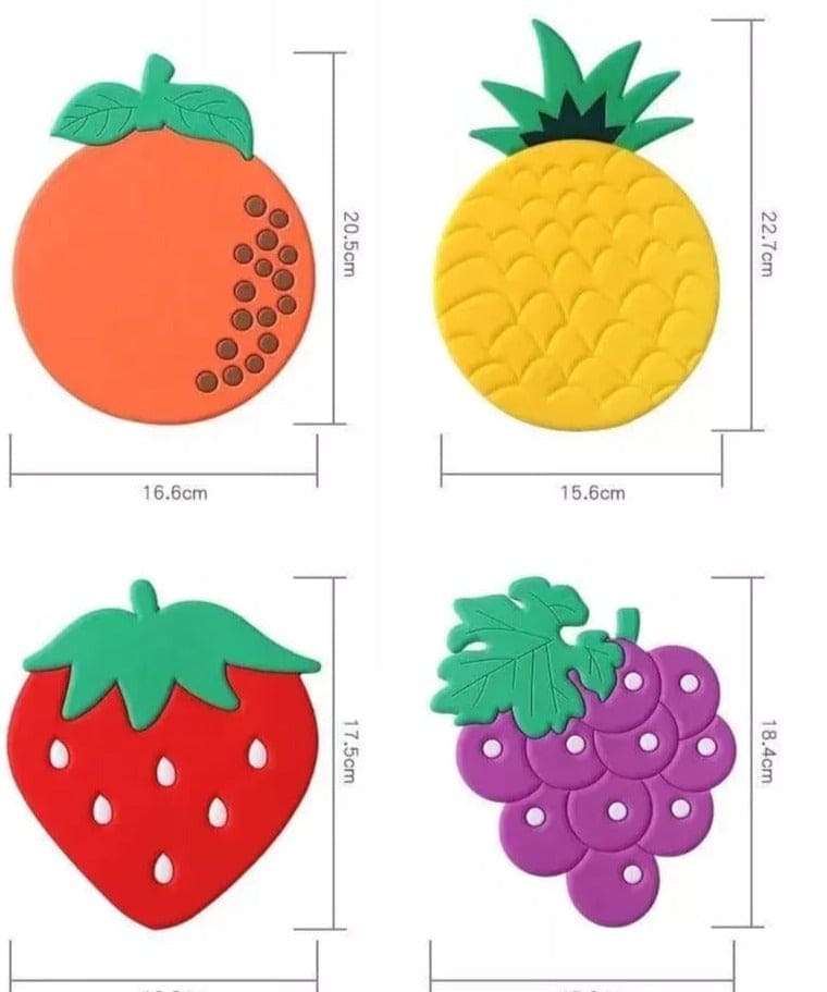 Silicone Insulation Fruit Pad, Fruit Antiskid Mat Cup Pad, Table Mat Bowl Cup Pads, Mat Drink Coaster, Silicone Coasters Non-Slip  Insulation Pads