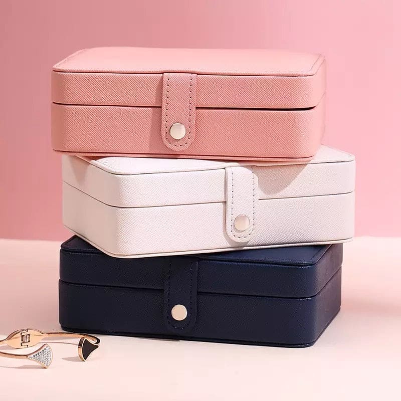 Rectangular Portable Leather Jewellery Box, Travel Jewellery Organizer, Double Layer Multifunction Necklace Earring Storage Case