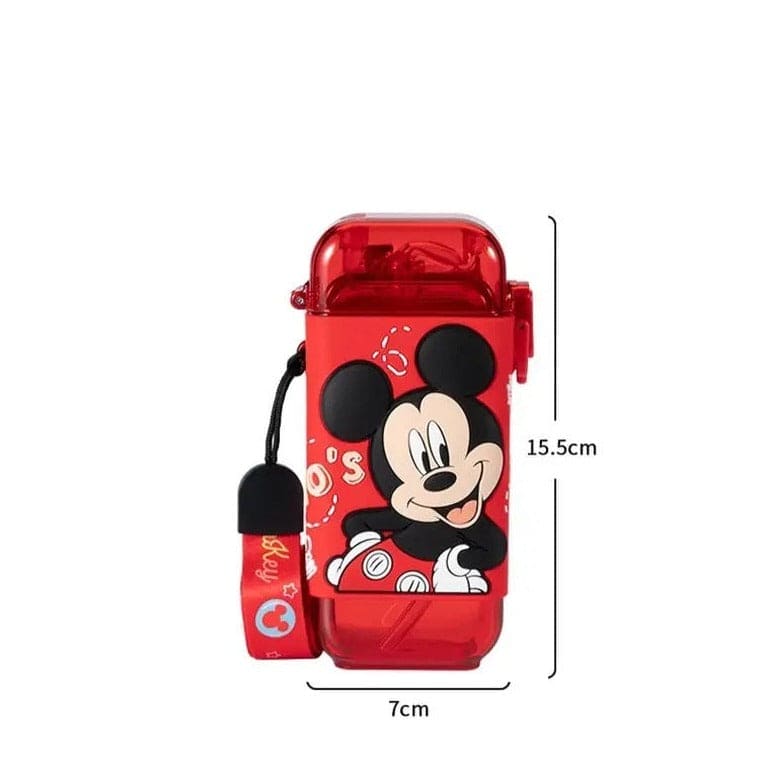 Disney Cartoon Water Bottle, Cute Water Bottle, Cute Water Bottle With Straw For Kids, Plastic Portable Leak-proof Water Bottle, 280ml Kids Water Bottle, Cartoon Feeding Bottles With Straw