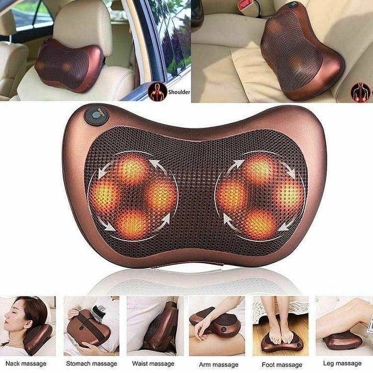 Multifunctional Body Pillow Massager With Heat, Deep Tissue Kneading With 4 Heads, Electric Back Massager