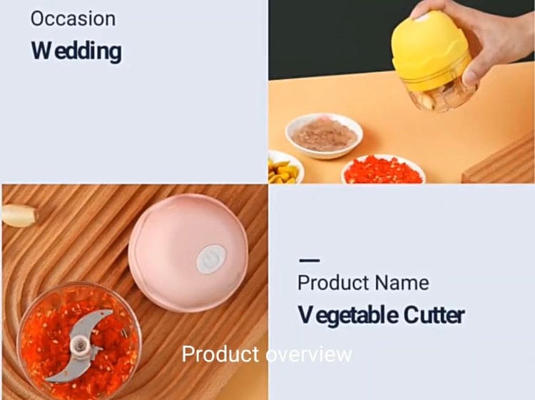Wave Mini Chopper, Electric Garlic Crusher, Chopper Grater for Vegetable, Masher Press Crusher, Sturdy Durable Chili Vegetable Crusher Kitchen Tool