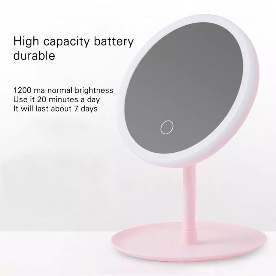LED Touch Makeup Mirror, Round Dimmer Vanity Mirror With Stand, Portable Rotating Desk Mirror, Adjustable HD Light Makeup Mirror, Touch Screen Makeup Mirror, Rechargeable Cosmetic Mirror Tool