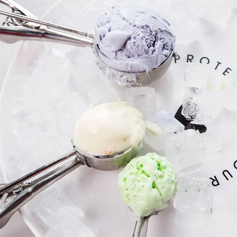 Steel Ice Cream Scoop Spoon, Stainless Steel Ice Cream Digger, Non Stick Ice Ball Maker, Dual Purpose Cream Dipper, Multifunctional Ice Cream Scoops Stack, Ice Cream Scooper With Trigger, Scoop Spoon For Ice Cream Fruit Cookie