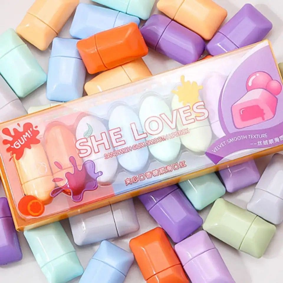 8 Colours Chewing Gum Lipstick Set, Matte Velvet Lip Gloss, Long Lasting Lip Gloss, Lipstick Makeup Cosmetic