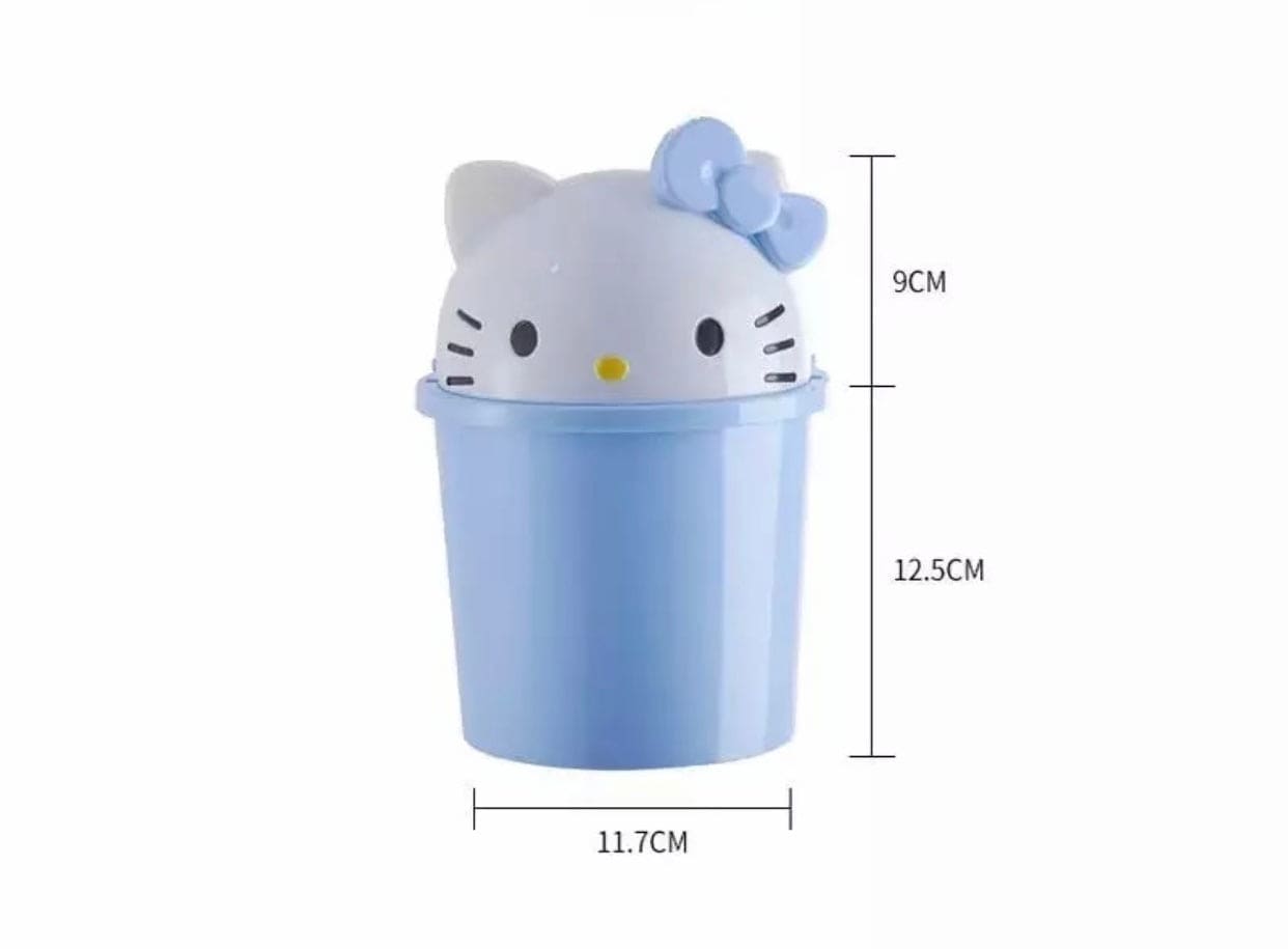 Cartoon Kitty Plastic Trash Basket, Mini Trash Can With Cover, Storage Office Desktop Trash Bin, Home Bedside Coffee Table Dustbin