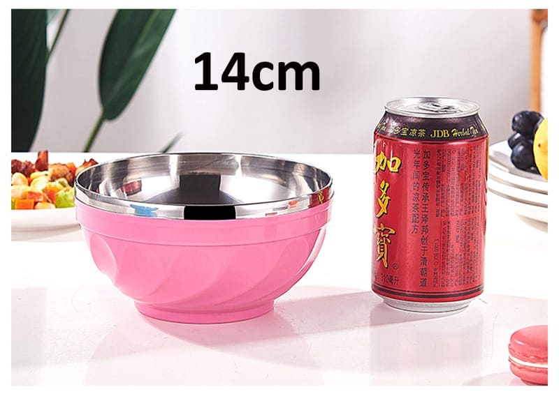 Candy Color Stainless Steel Bowl, Double Layer Creative Noodle Bowl Soup Bowl, Children Dinnerware Heat Insulation Rice Bowl, Stainless Steel Food Salad Container, Kitchen Utensils, Anti-scalding Kids Rice, Soup, Noodles, Salad Bowli
