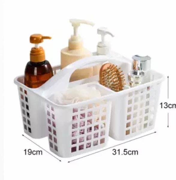 Multigrid Durable Plastic Toiletries Storage Basket, Portable Bathroom Bath Storage Basket, Drainage Holes Plastic Bathroom Storage Organizer