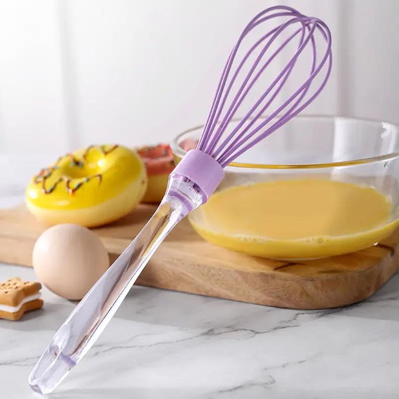 Acrylic Handle Egg Beater, Silicone Egg Beater, Transparent Handle Egg Whisk, Manual Hand Mixer, Egg Stirrer Kitchen Egg Tool, Baking Accessories, Multipurpose Egg Beater, Manual Hand Blender