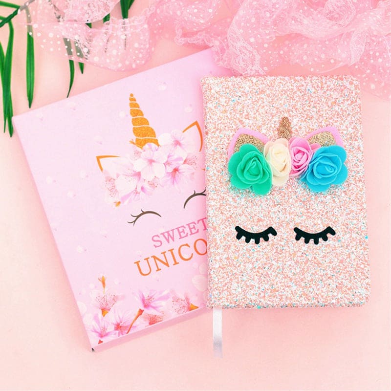 Unicorn Sparkle Notebook Set, Unicorn Diary For Girls, Glitter Notebook With Unicorn Pen