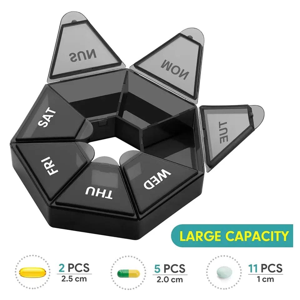 Sub Packing Pill Box, Broke Weekly Pill Organizer, Mini Round Flip-top Pill Box, Medicine Dispenser Container, Portable Storage Tablet Holder, 7 Days Pill Planner, Splitters Travel Pill Case, Weekly Pill Dispenser, Outdoor Travel Pill Protect Container