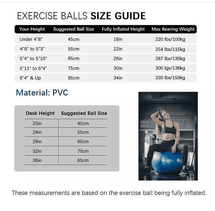 Fitness Work Ball with Air Pump, Anti-Burst and Slip Resistant Exercise Ball, Non-Slip Stability Balance Yoga Ball