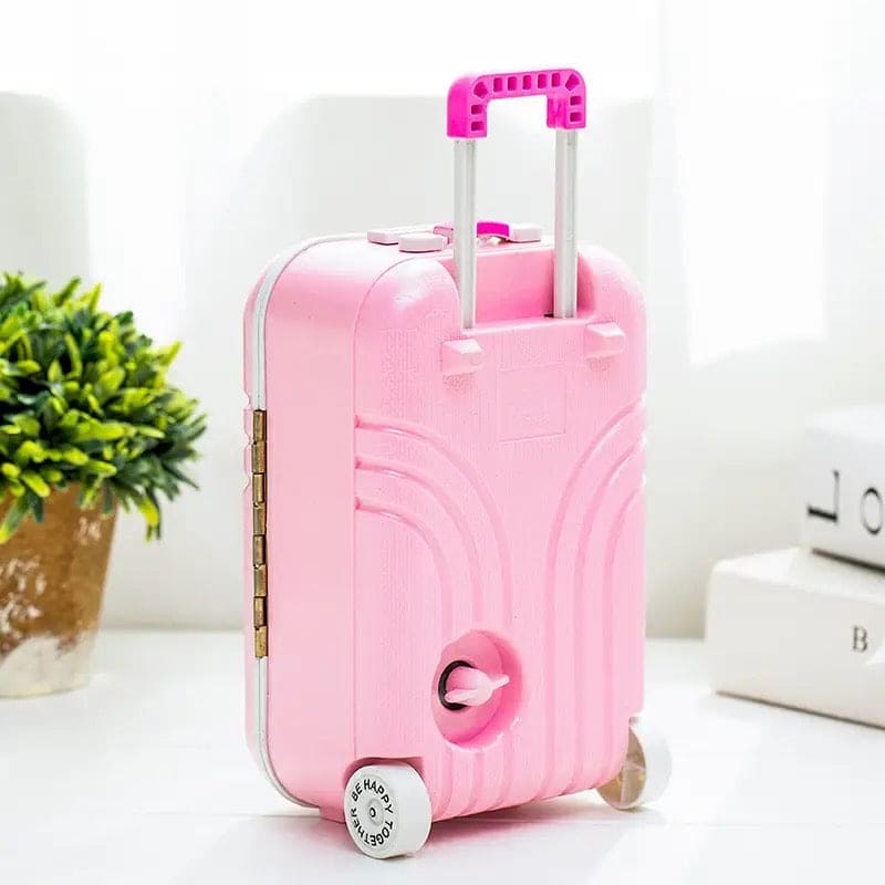 Baby Rolling Suitcase Music Box, Classic Spin Dancer Ballet Trolley Luggage Music Box, Creative Suitcase Style Music Jewellery Cosmetics Storage Box, Girl Music Suitcase Style Music Box, Student Plastic Children Girl Jewellery Box