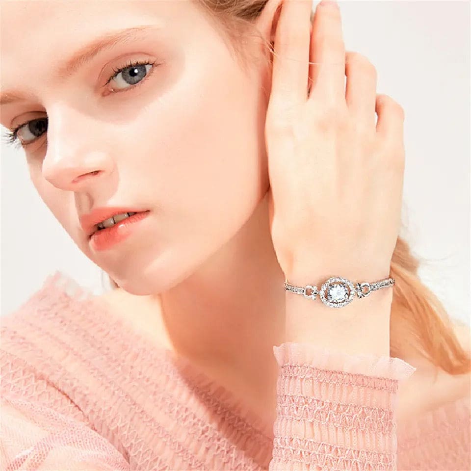 Luxury Round Watch Design Bracelet, Non-Fading Women Chain Bracelet Wedding Jewelry Non-Irritation Jewelry Bracelet