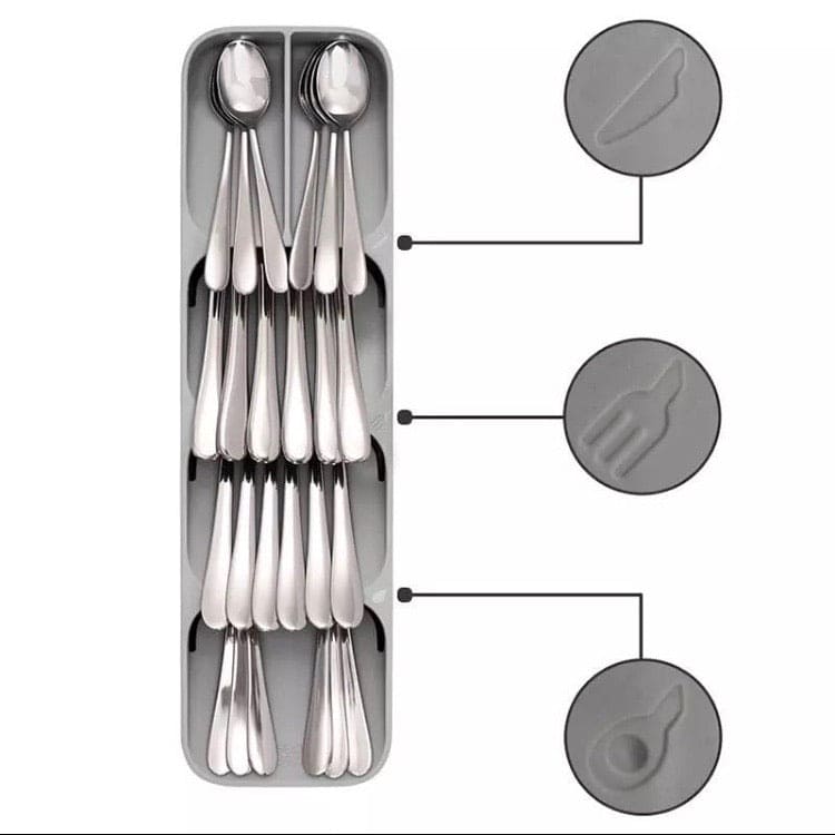 Cutlery Organizer, Kitchen Drawer Storage Tray, Plastic Spoon Container