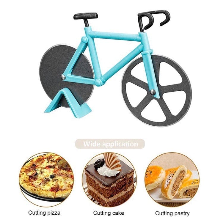 Bicycle Pizza Cutter, Stainless Steel Plastic Bike Roller Slicer, Cutting Wheels With A Stand