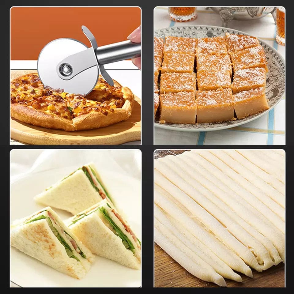 Stainless Steel Pizza Slicer, Pizza Knife Bread Cake Divider, Portable Pie Pizza Shovel Baking Accessories, Glad Pizza Cutter Wheel